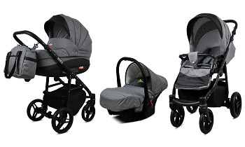 Kočárek Baby Lux Axel Alu Black Grey Flex s autosedačkou za příplatek
