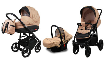 Kočárek Baby Lux Axel Alu Black Beige s autosedačkou za příplatek