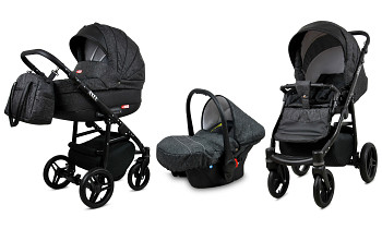 Kočárek Baby Lux Axel Alu Black Carbon s autosedačkou za příplatek