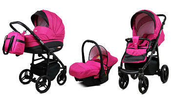 Kočárek Baby Lux Axel Alu Black Pink s autosedačkou za příplatek