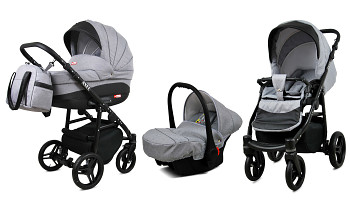 Kočárek Baby Lux Axel Alu Black Silver s autosedačkou za příplatek