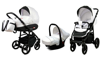 Kočárek Baby Lux Axel Alu Black White s autosedačkou za příplatek