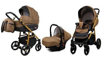 Kočárek Baby Lux Axel Alu Gold Chocolate s autosedačkou za příplatek