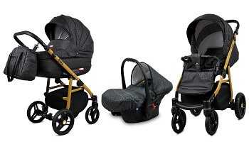 Kočárek Baby Lux Axel Alu Gold Carbon s autosedačkou za příplatek