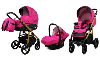 Kočárek Baby Lux Axel Alu Gold Pink s autosedačkou za příplatek