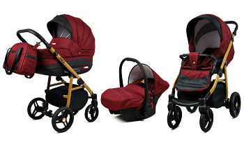 Kočárek Baby Lux Axel Alu Gold Plum s autosedačkou za příplatek