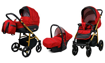 Kočárek Baby Lux Axel Alu Gold Red s autosedačkou za příplatek