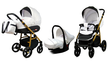 Kočárek Baby Lux Axel Alu Gold White s autosedačkou za příplatek