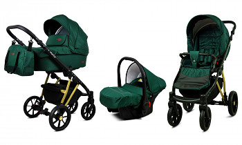Kočárek Baby Lux Marlux Magnetic Alu Gold Bottle Green s autosedačkou za příplatek