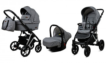 Kočárek Raf-Pol Marlux Magnetic Alu Silver 03 Grey Flex s autosedačkou za příplatek