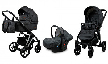 Kočárek Baby Lux Marlux Magnetic Alu Silver Onyx s autosedačkou za příplatek