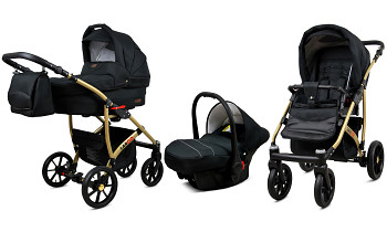 Kočárek Baby Lux Largo Gold Black s autosedačkou za příplatek