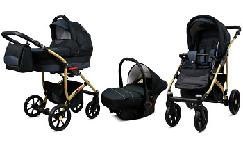 Kočárek Baby Lux Largo Gold Black Grey s autosedačkou za příplatek