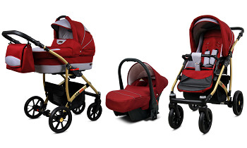 Kočárek Baby Lux Largo Gold Chili Silver s autosedačkou za příplatek