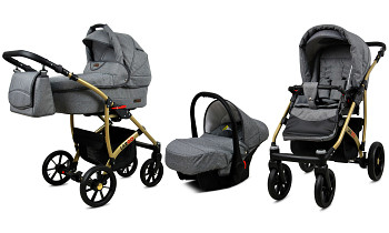 Kočárek Baby Lux Largo Gold Grey Flex s autosedačkou za příplatek