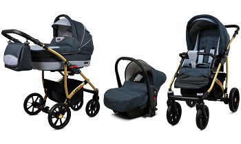 Kočárek Baby Lux Largo Gold Magic Grey s autosedačkou za příplatek