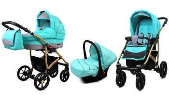 Kočárek Baby Lux Largo Gold Mint s autosedačkou za příplatek