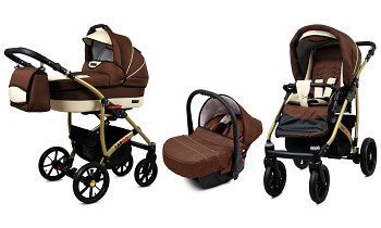 Kočárek Baby Lux Largo Gold Brown Cream s autosedačkou za příplatek