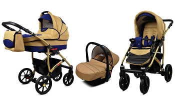Kočárek Baby Lux Largo Gold Coffe Sailor Blue s autosedačkou za příplatek