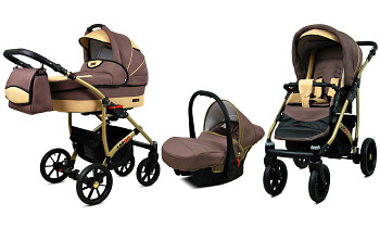 Kočárek Baby Lux Largo Gold Latte Beige s autosedačkou za příplatek