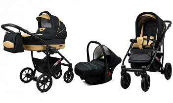 Kočárek Baby Lux Largo Black Black Coffe s autosedačkou za příplatek
