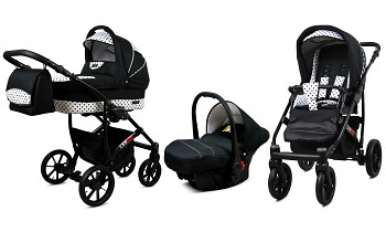 Kočárek Baby Lux Largo Black Black Dots s autosedačkou za příplatek
