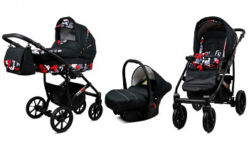 Kočárek Baby Lux Largo Black Black Moro s autosedačkou za příplatek