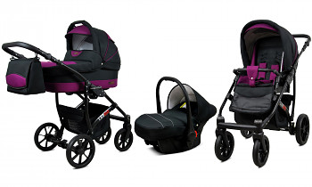 Kočárek Baby Lux Largo Black Black Purple s autosedačkou za příplatek