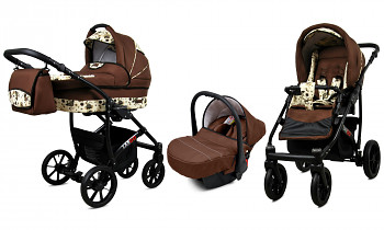 Kočárek Baby Lux Largo Black Brown Owl s autosedačkou za příplatek