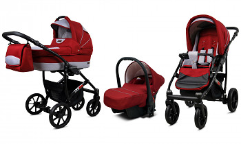Kočárek Baby Lux Largo Black Chili Silver s autosedačkou za příplatek