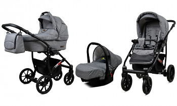 Kočárek Baby Lux Largo Black Grey Flex s autosedačkou za příplatek