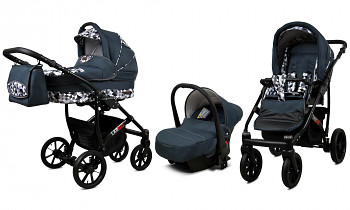 Kočárek Baby Lux Largo Black Grey Geometric s autosedačkou za příplatek