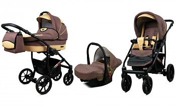 Kočárek Baby Lux Largo Black Latte Beige s autosedačkou za příplatek