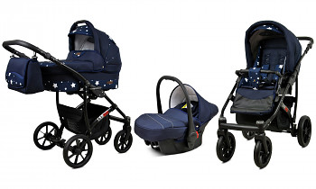 Kočárek Baby Lux Largo Black Navy Blue Star
