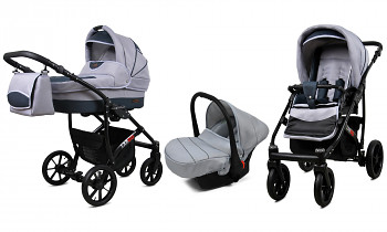 Kočárek Baby Lux Largo Black Silver s autosedačkou za příplatek