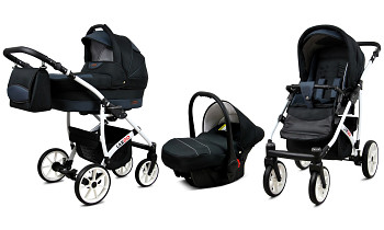 Kočárek Baby Lux Largo White Black Grey s autosedačkou za příplatek