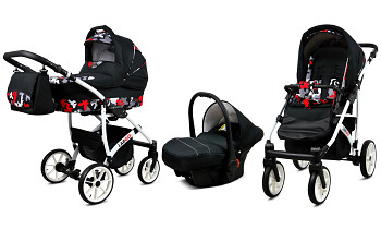 Kočárek Baby Lux Largo White Black Moro s autosedačkou za příplatek
