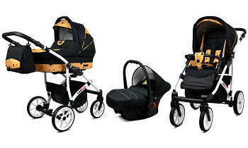 Kočárek Baby Lux Largo White Gold Star s autosedačkou za příplatek
