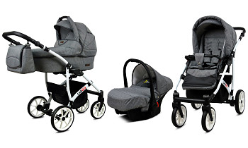 Kočárek Baby Lux Largo White Grey Flex s autosedačkou za příplatek