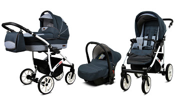 Kočárek Baby Lux Largo White Magic Grey s autosedačkou za příplatek