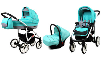 Kočárek Baby Lux Largo White Mint s autosedačkou za příplatek