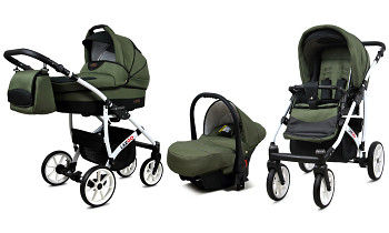 Kočárek Baby Lux Largo White Olive Black s autosedačkou za příplatek