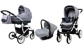 Kočárek Baby Lux Largo White Silver s autosedačkou za příplatek