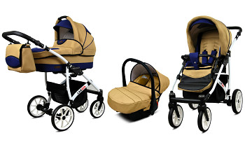 Kočárek Baby Lux Largo White Coffee Sailor Blue s autosedačkou za příplatek