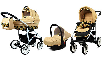 Kočárek Baby Lux Largo White Gold Rainbow s autosedačkou za příplatek