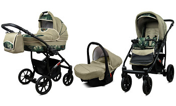 Kočárek Baby Lux Largo Black Fern Leaf s autosedačkou za příplatek