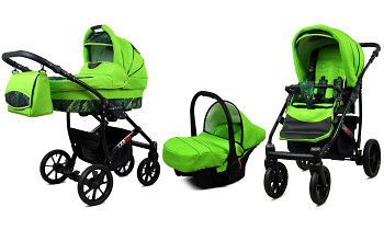 Kočárek Baby Lux Largo Black Green Leaf s autosedačkou za příplatek