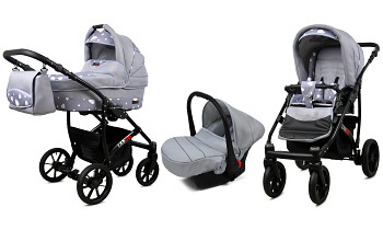 Kočárek Baby Lux Largo Black Silver Hearts s autosedačkou za příplatek