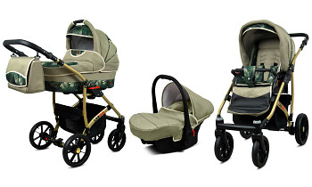 Kočárek Baby Lux Largo Gold Fern Leaf s autosedačkou za příplatek