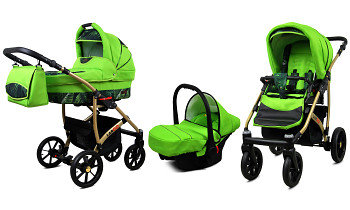 Kočárek Baby Lux Largo Gold Green Leaf s autosedačkou za příplatek